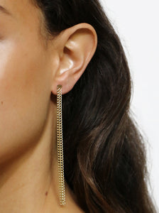 14K Double Drop Chain Earring