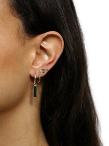 Gold Hoop Earring with Jade Baguette