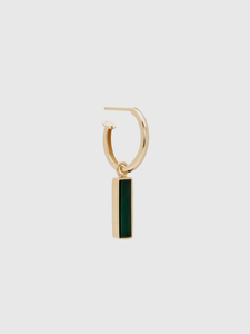 Gold Hoop Earring with Jade Baguette