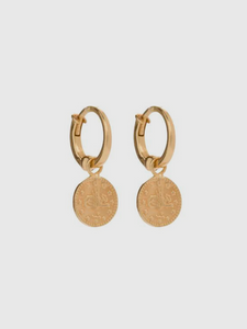 Gold Coin Creole Earrings