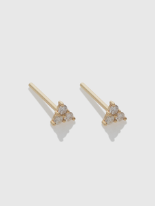 Triple White Diamond Stud Set