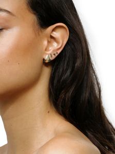 Black Diamond Gold Bar Stud Earring