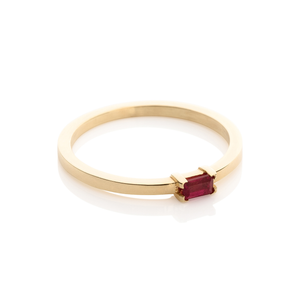 Gold Ring with Ruby Baguette