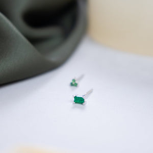 Emerald Baguette Stud Earring
