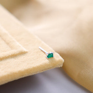 Emerald Baguette Stud Earring