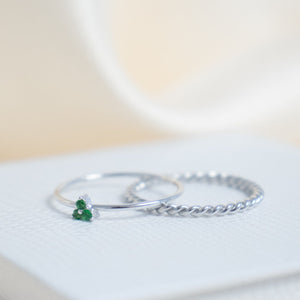 White Gold Triple Emerald Ring