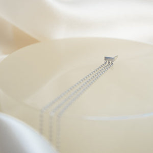 White Gold Triple Drop Chain Earring